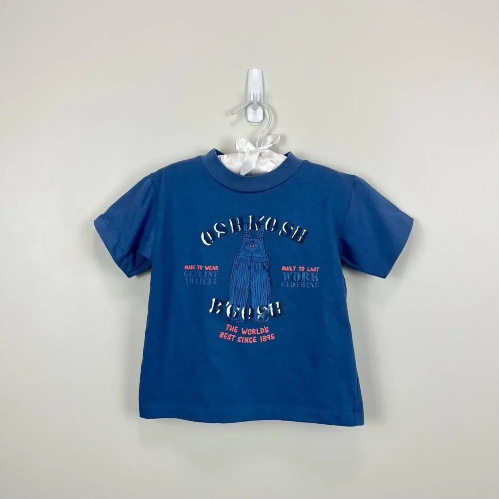 Vintage OshKosh B'gosh Blue Overalls Tee 2T USA